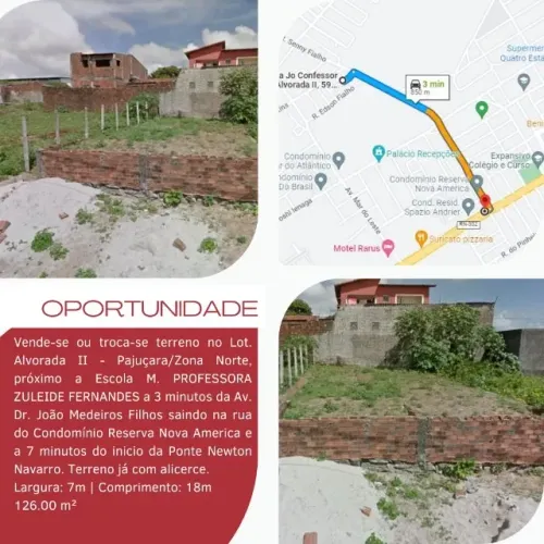 Terreno no Lot. Alvorada 7 x 18 - Vende-se ou Troca-se