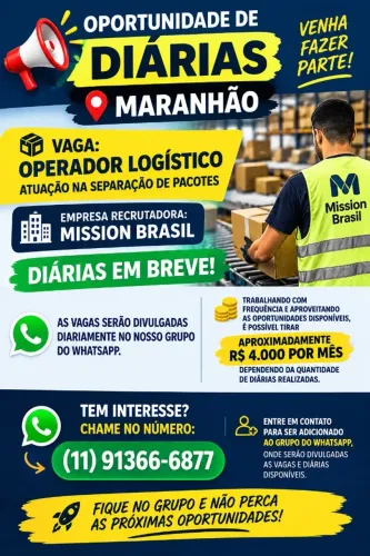 Vagas para Diarias