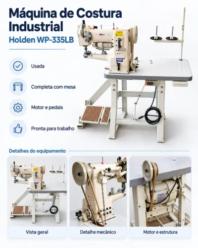 Máquina de Costura Industrial Holden WP-335LB - braço transporte triplo
