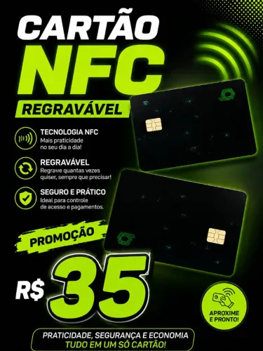 Cartão NFC gravavel em branco.
