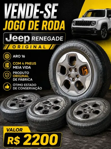 Jogo de rodas aro 16 Jeep Renegade com pneus meia vida