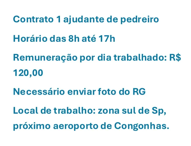 Contrata-se Ajudante de Pedreiro