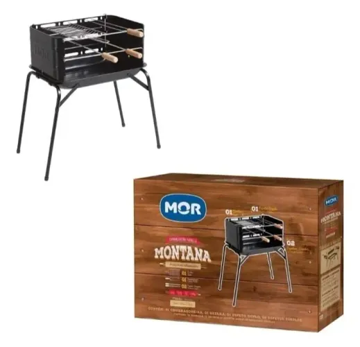 Churrasqueira Carvão Com Grelha E 3 Espetos Montana  Mor<br><br>R$ 150,00