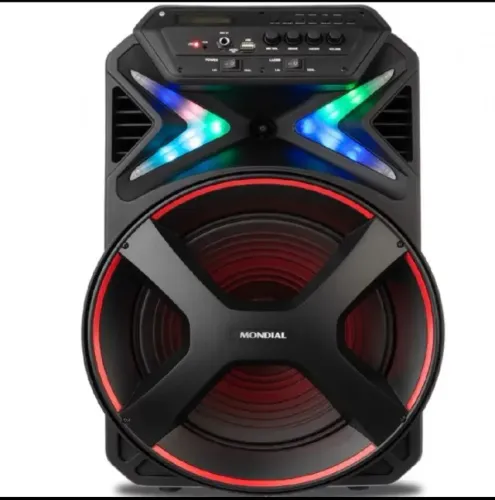 Caixa Amplificada Connect Lights Mondial Preto e Vermelho 400W RMS CM-400