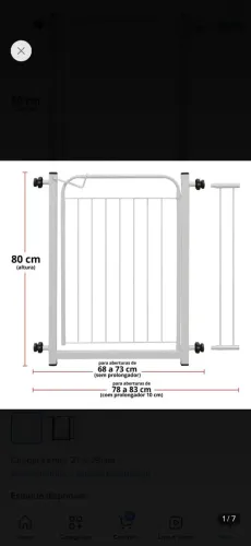 Vendo Grade de Porta Pet Aramado Branco Açomix Aço Carbono 80cm Altura, pouco tempo de uso