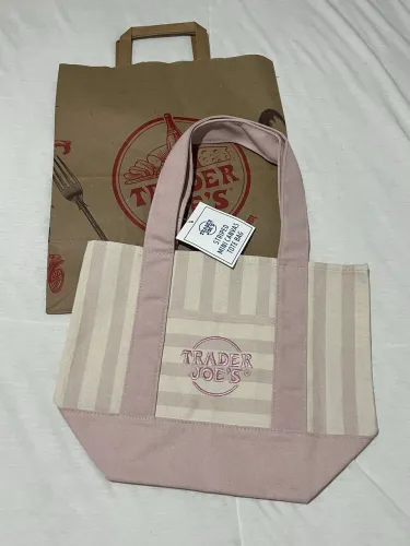 Bolsa Tote Trader Joe?s Listrada - Nova com Etiqueta ROSA
