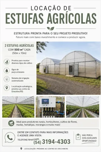LOCAÇÃO DE ESTUFAS