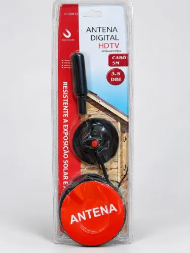 Antena Digital HDTV Interna e Externa com cabo de 5M