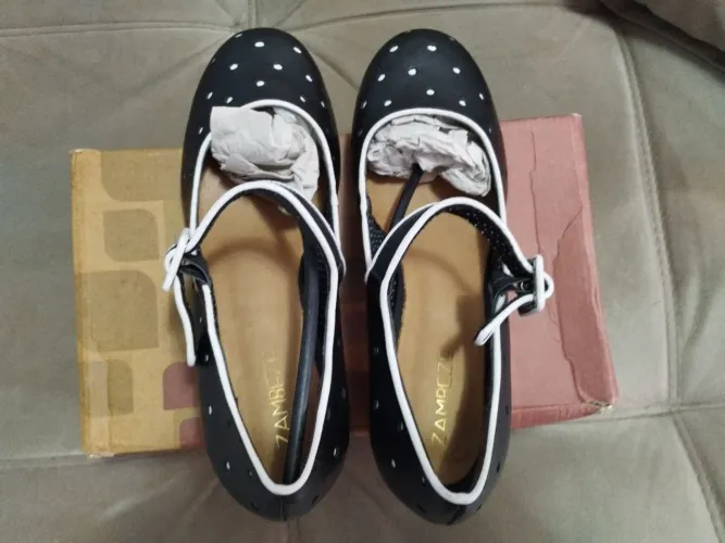 Sapato boneca Zambeze couro legítimo poá 