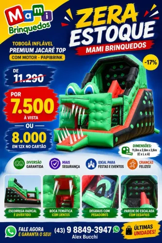 Tobogã com pula pula jacaré