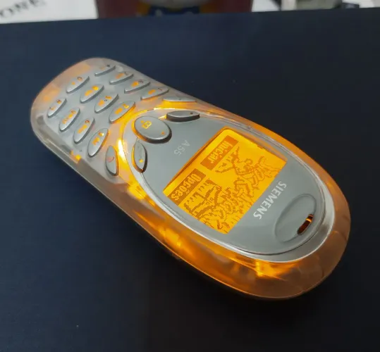 Siemens A52 celular antigo RELIQUIA carcaça TRANSPARENTE impecável 