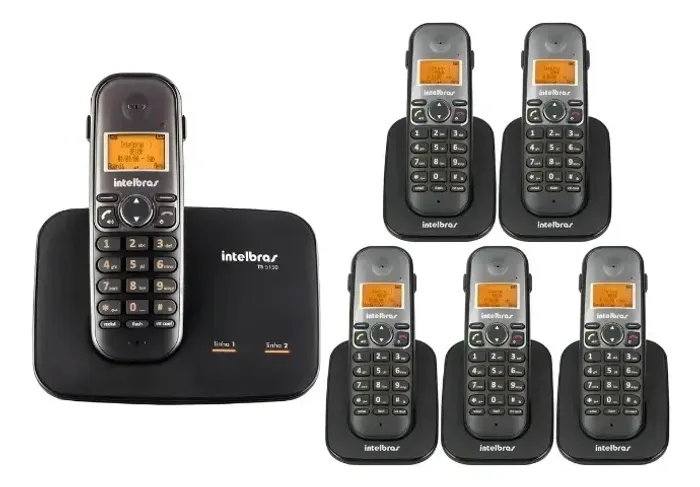 Kit Telefone 2 Linhas Ts 5150 + 5 Ramais Ts 5121 Intelbras ( Semi novo )