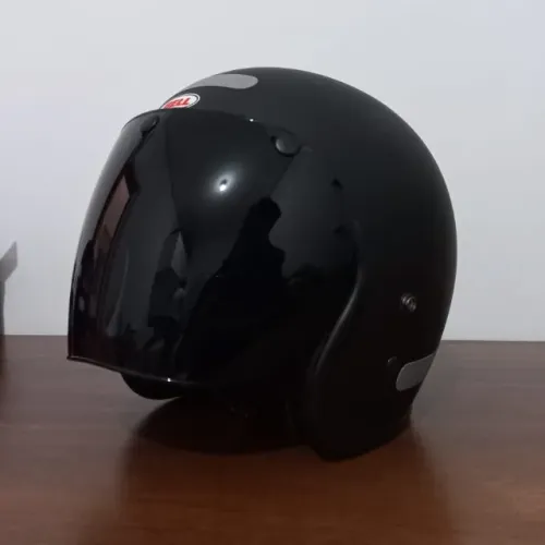 Capacete aberto Bell Custom 500 preto fosco viseira solar Tam 62 Seminovo