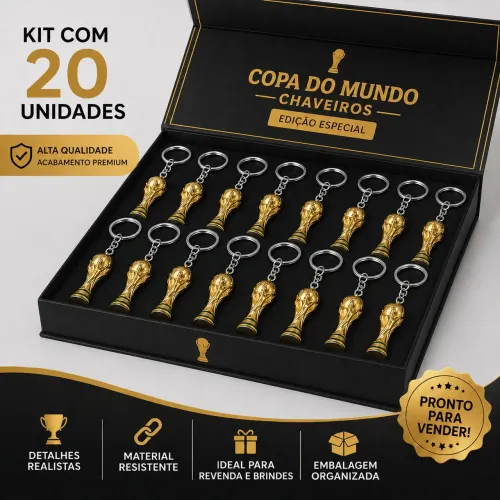 Kit 20 chaveiros copa do mundo + Argolas