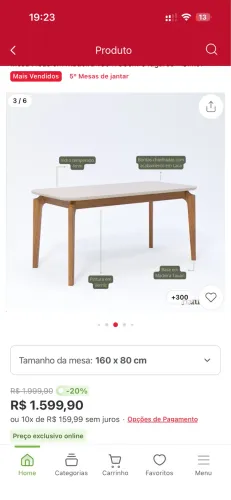 Mesa com 6 cadeira pés de madeira