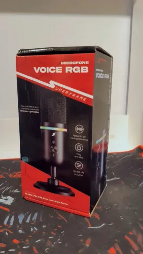 Microfone Gamer SuperFrame Voice RGB USB Black