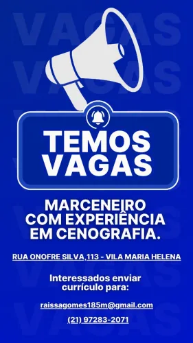 MARCENEIRO COM EXPERIÊNCIA EM CENOGRAFIA