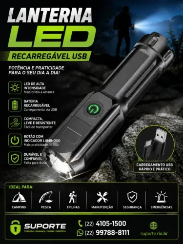 Lanterna LED recarregável somente 1 LED e super forte ( produto novo ) poucas unidades