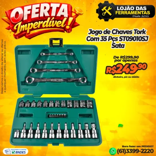 Jogo de Chaves Tork Com 35 Pçs 1/4-3/8 ST09010SJ Sata