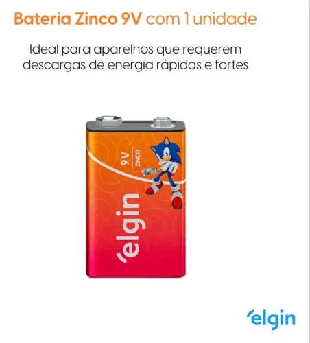 Bateria 9V elgin zinco