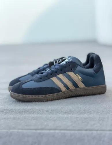 Tênis Casual Adidas Samba OG Prime Feminino Marinho/Bege Disponivel 34 AO 39 Frente Couro