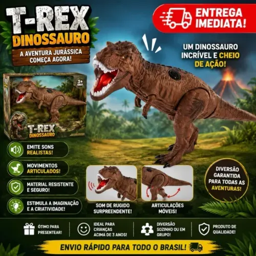 Dinossauro Tiranossauro Rex Infantil Articulado Brinquedo T-Rex