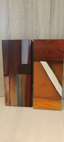 Par de Quadros Pintura Abstrato à óleo 