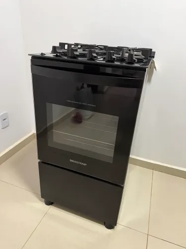 Fogão Brastemp 4 Bocas Preto com Mesa de Vidro e Dupla Chama