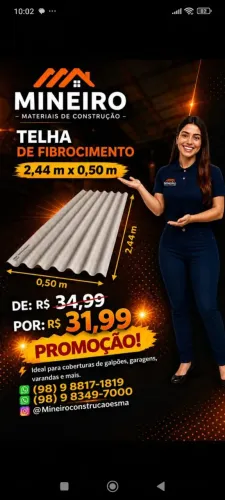 Telha fibrocimento 2.44x0.50