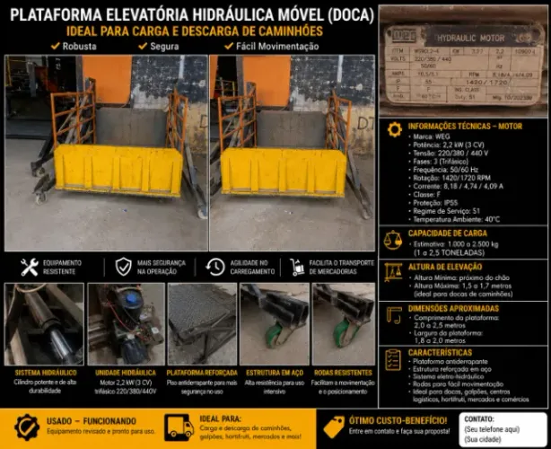 ? PLATAFORMA ELEVATÓRIA HIDRÁULICA MÓVEL PARA DOCA - INDUSTRIAL ?