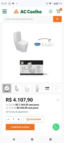 Vaso sanitário acoplado da decca