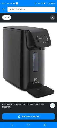 Purificador De Agua Eletronico Pe15p Preto - Electrolux<br>