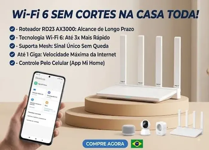 Roteador Xiaomi AX3000 RD23 Wi-Fi 6 - Lacrado / Alto Desempenho