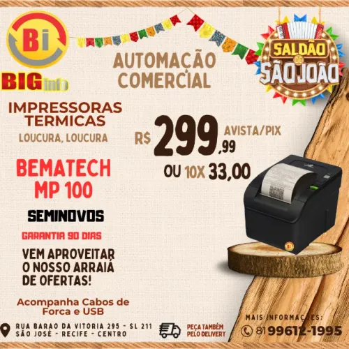 Impressora Térmica Bematech Mp 100s Th Não Fiscal