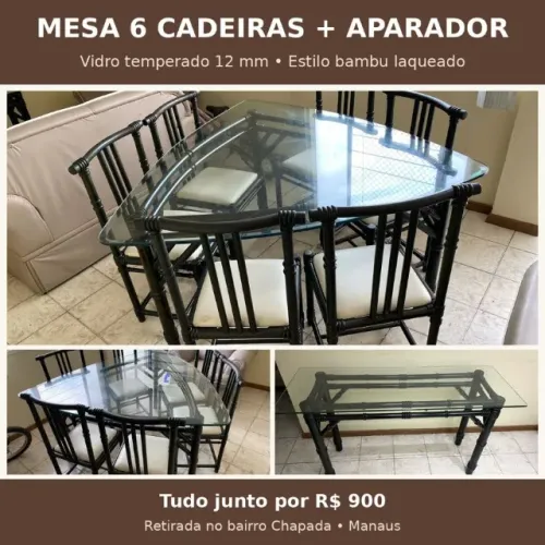 Mesa de jantar 6 cadeiras + aparador