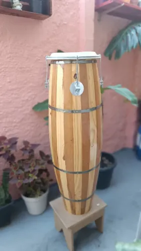 Atabaque Grande Madeira + Base | NOVO 