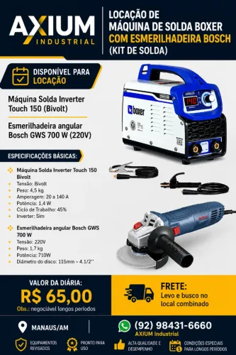 Máquina de Solda com Esmerilhadeira - Aluguel