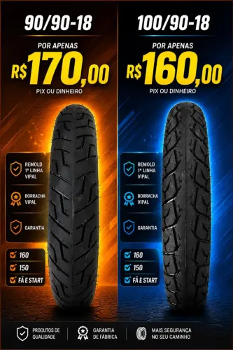 Pneu 150 160 fan start borracha vipal primeira linha