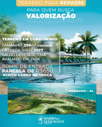 OPORTUNIDADE! Repasse de terreno em condomínio Maragogi.