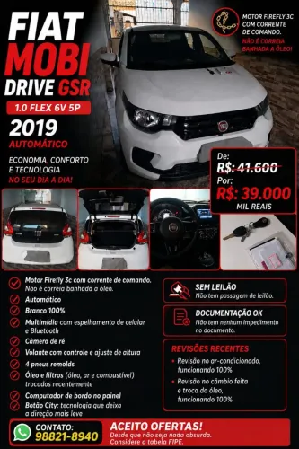 Fiat Mobi Drive GSR 1.0 Flex 6V 5P 2019