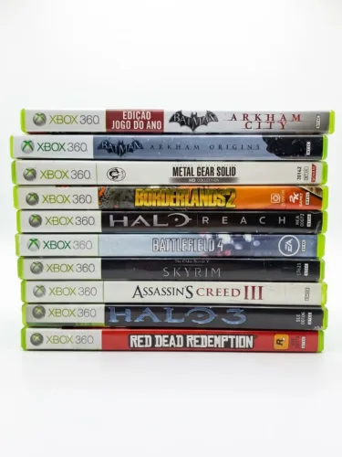 Lote 10 Jogos Originais Xbox 360 - MGS Collection, Skyrim, Batman e Mais