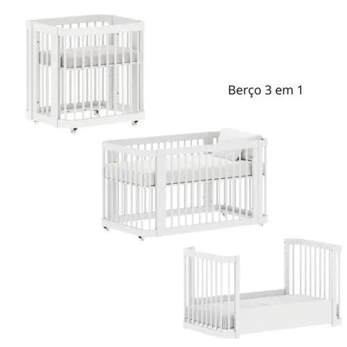 Berço evolutivo com colchão infantil