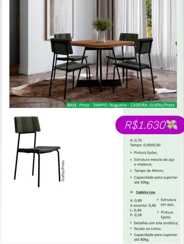 Mesa de Jantar com 4Cadeiras Ivo
