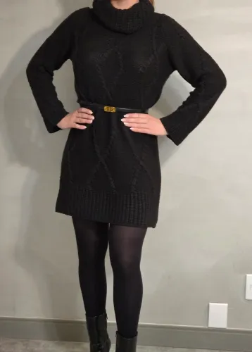 Vestido inverno tricô preto linha pura tamanho 42