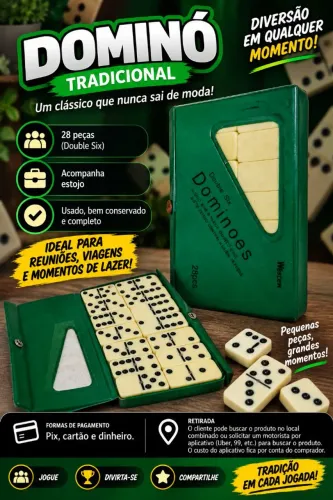 Jogo de Dominó Completo com Estojo