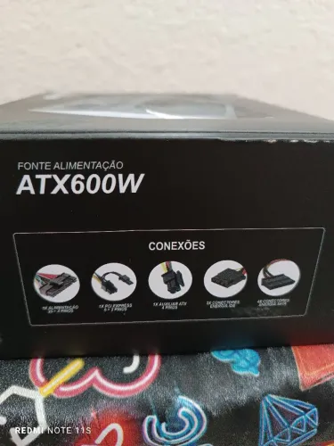 Fonte Gamer Tronos 600 Wats Real 6+2 Pinos Nova/Caixa
