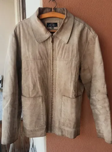 Jaqueta de couro masculina importada tamanho 54 GG XG marca Angelo Litrico usada