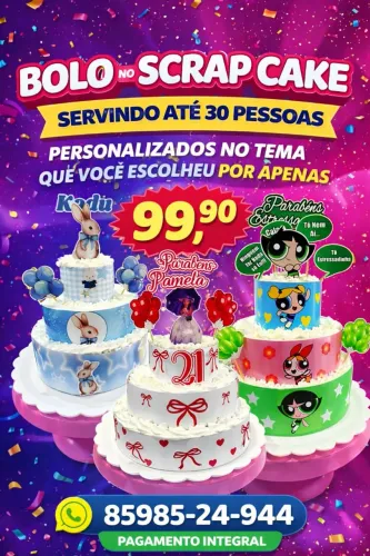 Bolo de três andar apenas R$ 100 imperdível