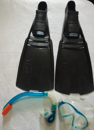 Equipamento Mergulho Completo Nadadeiras, Máscara e Snorkel 