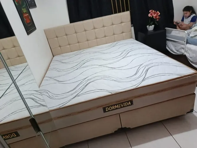 Cama gigante super King completa com colchão firme